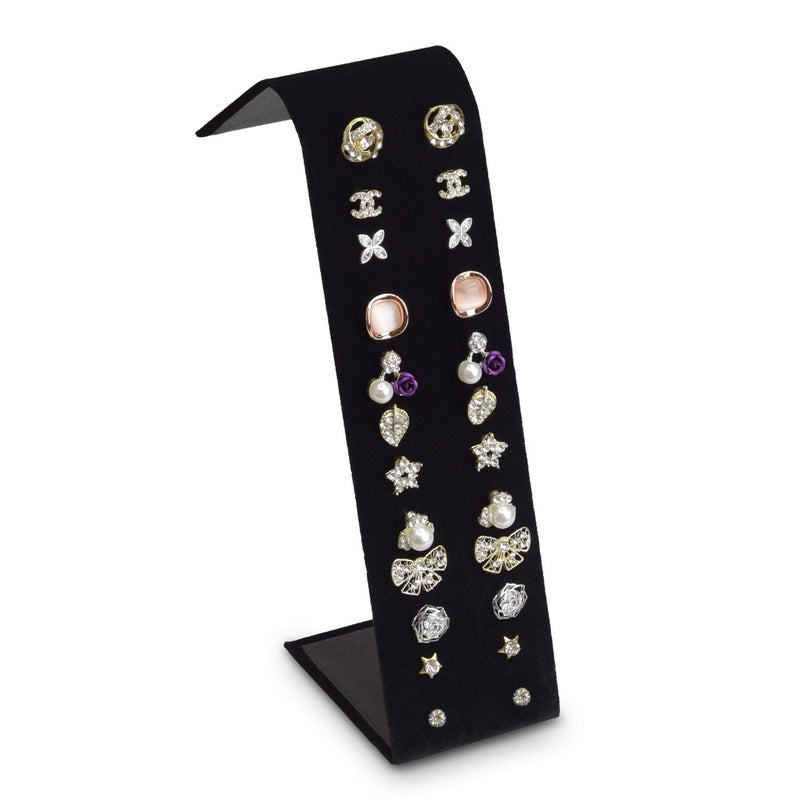 MOOCA PremiumBlack Velvet Adjustable Earring Display Stand Showcase Jewelry Stands for 12 Pairs of Earrings, 2 W x 2 7/8 D x 6 5/8 H in, Black Velvet - Image 1